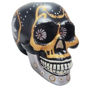 Christopher Radko Day of the Dead Sugar Skull Black Copper Decor‎ Halloween